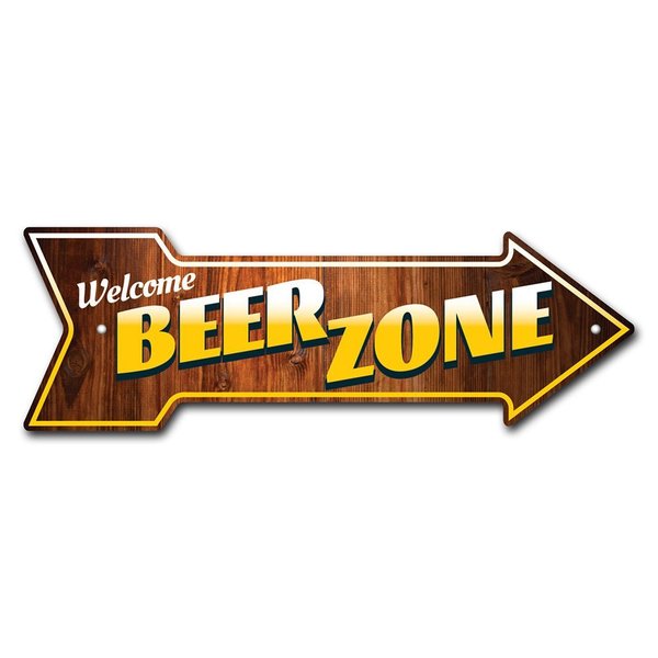 Signmission Beer Zone Arrow Sign Funny Home Decor 18in Wide P-ARROW-999947